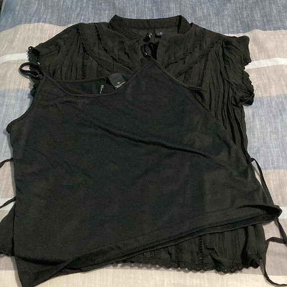 Black sheer and lacy top set - Picture 1 of 11